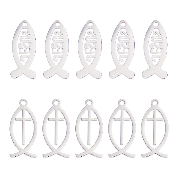 PandaHall Unicraftale 20pcs 2 Style 201 Stainless Steel Pendants, For Easter, Jesus Fish, Stainless Steel Color, 23~36x10~12x1~1.8mm, Hole...
PandaHall Unicraftale 20pcs 2 Style 201 Stainless Steel Pendants, For Easter, Jesus Fish, Stainless Steel Color, 23~36x10~12x1~1.8mm, Hole...
