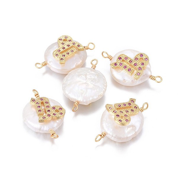 PandaHall Natural Pearl Links connectors, with Brass Micro Pave Cubic Zirconia Findings, Flat Round with Constellation, Golden, Fuchsia..., Pink
PandaHall Natural Pearl Links connectors, with Brass Micro Pave Cubic Zirconia Findings, Flat Round with Constellation, Golden, Fuchsia..., Pink