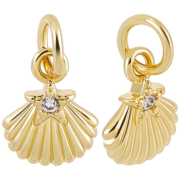 PandaHall Beebeecraft 10Pcs Brass Micro Pave Cubic Zirconia Pendants, with Jump Rings, Scallop Shell Charm, Golden, 10x7.5x2mm, Hole: 3mm..., Clear
PandaHall Beebeecraft 10Pcs Brass Micro Pave Cubic Zirconia Pendants, with Jump Rings, Scallop Shell Charm, Golden, 10x7.5x2mm, Hole: 3mm..., Clear