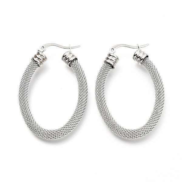 PandaHall 304 Stainless Steel Mesh Hoop Earrings, Oval, Stainless Steel Color, 45x31x5.8mm, Pin: 0.7mm 304 Stainless Steel Oval
PandaHall 304 Stainless Steel Mesh Hoop Earrings, Oval, Stainless Steel Color, 45x31x5.8mm, Pin: 0.7mm 304 Stainless Steel Oval