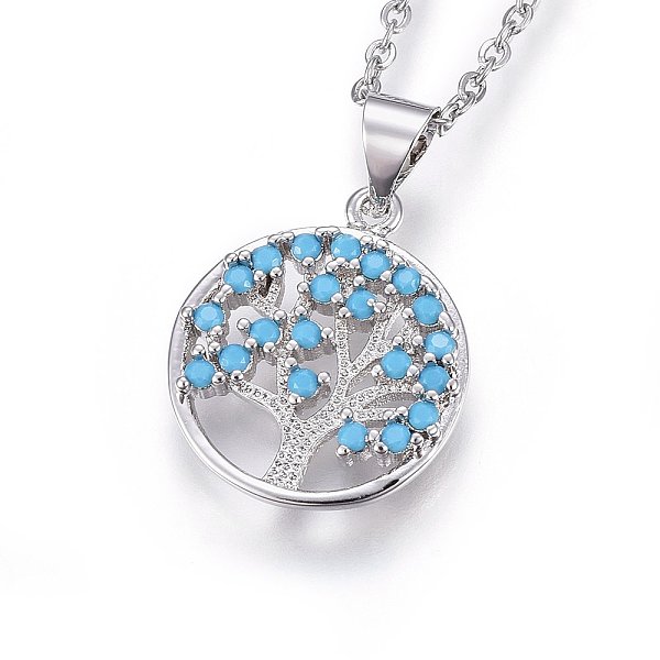 PandaHall 304 Stainless Steel Pendant Necklaces, with Cubic Zirconia, Flat Round with Tree of Life, Deep Sky Blue, Stainless Steel Color...
PandaHall 304 Stainless Steel Pendant Necklaces, with Cubic Zirconia, Flat Round with Tree of Life, Deep Sky Blue, Stainless Steel Color...