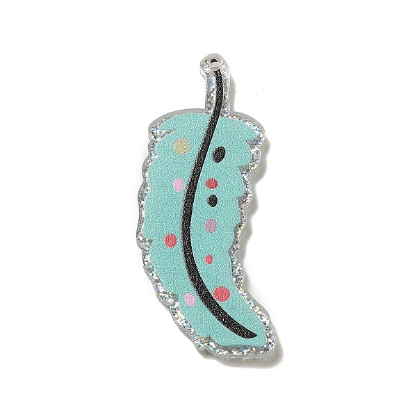 PandaHall Acrylic Pendants, with Glitter Powder, Feather, Medium Turquoise, 55x26x2mm, Hole: 1.8mm Acrylic Feather
PandaHall Acrylic Pendants, with Glitter Powder, Feather, Medium Turquoise, 55x26x2mm, Hole: 1.8mm Acrylic Feather