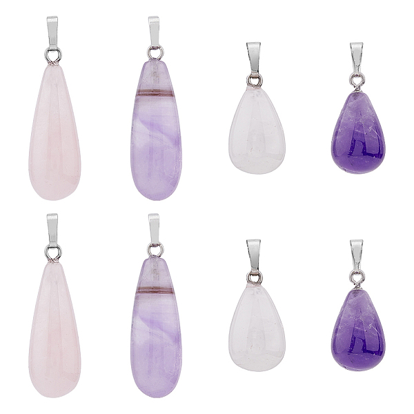 PandaHall HOBBIESAY 8Pcs 4 Style Natural Amethyst & Rose Quartz Pendants, with Platinum Tone Brass Findings, Teardrop, 26.5~31x10~14mm, Hole...
PandaHall HOBBIESAY 8Pcs 4 Style Natural Amethyst & Rose Quartz Pendants, with Platinum Tone Brass Findings, Teardrop, 26.5~31x10~14mm, Hole...