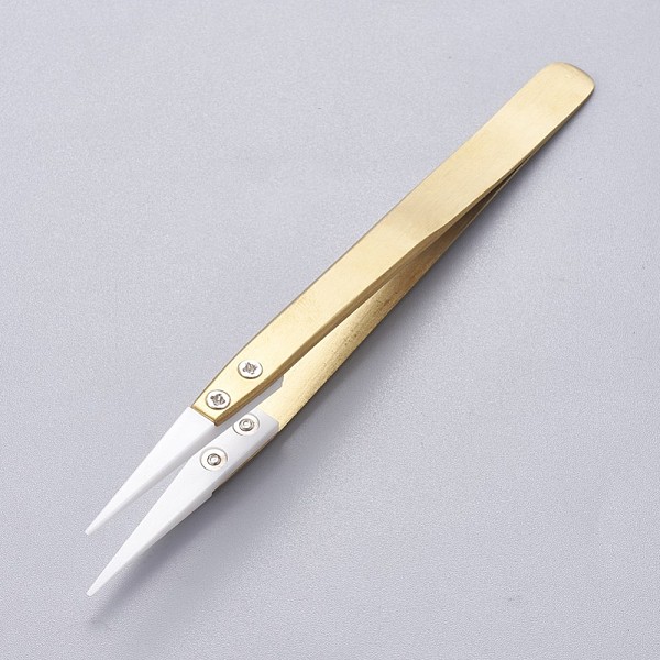 PandaHall Stainless Steel Beading Tweezers, with Porcelain, Golden, White, 12.9~13x0.95~1cm Stainless Steel White
PandaHall Stainless Steel Beading Tweezers, with Porcelain, Golden, White, 12.9~13x0.95~1cm Stainless Steel White