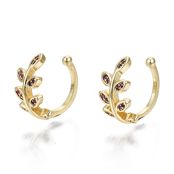 PandaHall Brass Micro Pave Cubic Zirconia Cuff Earrings, Cadmium Free & Nickel Free & Lead Free, Leaf, Real 16K Gold Plated, Medium Violet...
PandaHall Brass Micro Pave Cubic Zirconia Cuff Earrings, Cadmium Free & Nickel Free & Lead Free, Leaf, Real 16K Gold Plated, Medium Violet...