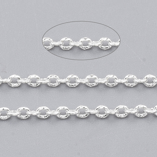 PandaHall 3.28 Feet Brass Cable Chains, Textured, Soldered, Flat Oval, Silver Color Plated, 2x1.4x0.4mm Brass
PandaHall 3.28 Feet Brass Cable Chains, Textured, Soldered, Flat Oval, Silver Color Plated, 2x1.4x0.4mm Brass