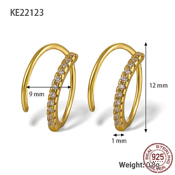 PandaHall 925 Sterling Silver Micro Pave Cubic Zirconia Hoop Earrings, Real 18K Gold Plated, 12x9x1mm Sterling Silver Clear
PandaHall 925 Sterling Silver Micro Pave Cubic Zirconia Hoop Earrings, Real 18K Gold Plated, 12x9x1mm Sterling Silver Clear