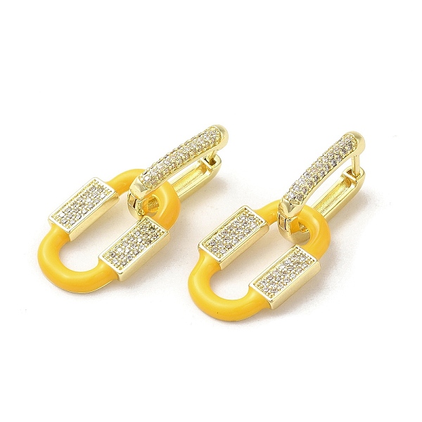 PandaHall Oval Real 18K Gold Plated Brass Dangle Hoop Earrings, with Cubic Zirconia and Enamel, Gold, 32.5x15mm Cubic Zirconia Oval Gold
PandaHall Oval Real 18K Gold Plated Brass Dangle Hoop Earrings, with Cubic Zirconia and Enamel, Gold, 32.5x15mm Cubic Zirconia Oval Gold