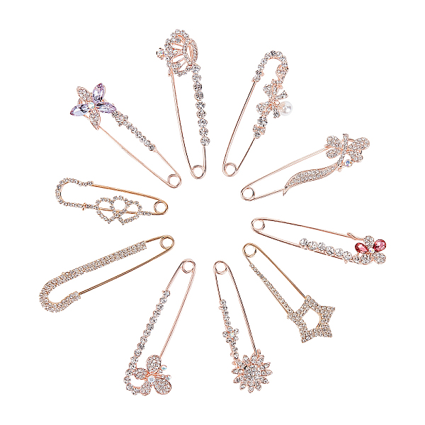 PandaHall Alloy Rhinestone Safety Brooch, Mixed Shapes, Rose Gold, 18.9x11.2x1.7cm, 10pcs/box Alloy+Rhinestone Multicolor
PandaHall Alloy Rhinestone Safety Brooch, Mixed Shapes, Rose Gold, 18.9x11.2x1.7cm, 10pcs/box Alloy+Rhinestone Multicolor