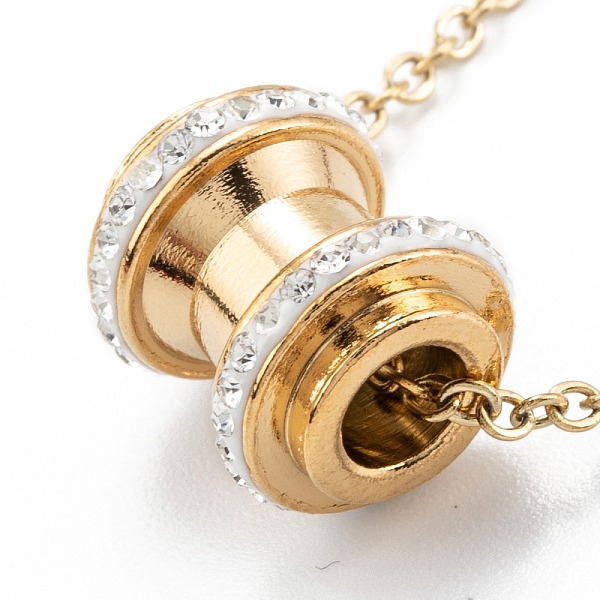 PandaHall Clay Rhinestone Dumb-bells Beads Pendant Necklaces, with 304 Stainless Steel Chain, Golden, 17.71 inch(45cm) Rhinestone Clear
PandaHall Clay Rhinestone Dumb-bells Beads Pendant Necklaces, with 304 Stainless Steel Chain, Golden, 17.71 inch(45cm) Rhinestone Clear