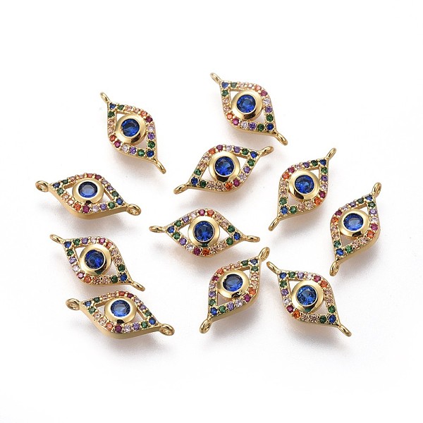 PandaHall Brass Links, with Micro Pave Cubic Zirconia, Long-Lasting Plated, Evil Eye, Colorful, Real 18K Gold Plated, 7x16.5x3mm, Hole: 1mm...
PandaHall Brass Links, with Micro Pave Cubic Zirconia, Long-Lasting Plated, Evil Eye, Colorful, Real 18K Gold Plated, 7x16.5x3mm, Hole: 1mm...