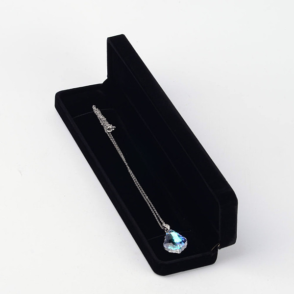 PandaHall Rectangle Velvet Necklace Boxes, Jewelry Boxes, Black, about 5.5cm wide, 24cm long, 2.8cm high Velvet Rectangle Black
PandaHall Rectangle Velvet Necklace Boxes, Jewelry Boxes, Black, about 5.5cm wide, 24cm long, 2.8cm high Velvet Rectangle Black