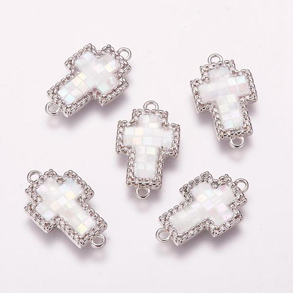 PandaHall Brass Micro Pave Cubic Zirconia Links, with Freshwater Shell, Cross, Platinum, 20x12x2.5mm, Hole: 1mm Brass+Cubic Zirconia Cross..., White
PandaHall Brass Micro Pave Cubic Zirconia Links, with Freshwater Shell, Cross, Platinum, 20x12x2.5mm, Hole: 1mm Brass+Cubic Zirconia Cross..., White