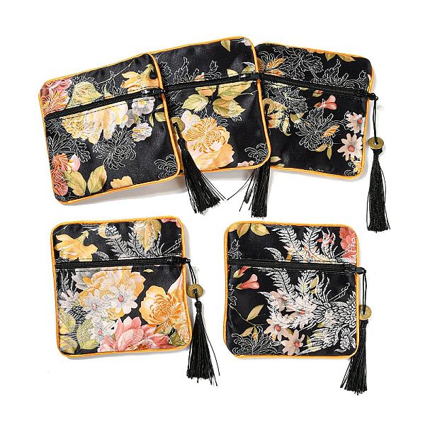 PandaHall Chinese Style Floral Cloth Jewelry Storage Zipper Pouches, Square Jewelry Gift Case with Tassel, for Bracelets, Earrings, Rings..., Black
PandaHall Chinese Style Floral Cloth Jewelry Storage Zipper Pouches, Square Jewelry Gift Case with Tassel, for Bracelets, Earrings, Rings..., Black