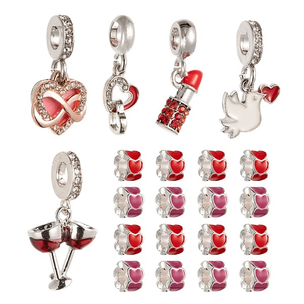 PandaHall 7 Style Alloy European Dangle Charms, with Crystal Rhinestone and Enamel, Large hole Pendants, Pigeon & Lipstick & Wine Glass &..., Multicolor
PandaHall 7 Style Alloy European Dangle Charms, with Crystal Rhinestone and Enamel, Large hole Pendants, Pigeon & Lipstick & Wine Glass &..., Multicolor
