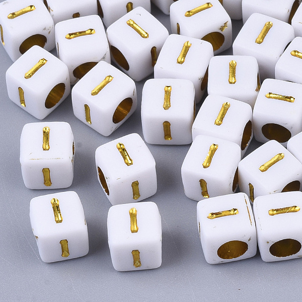 PandaHall Plating Acrylic Beads, Horizontal Hole, Golden Metal Enlaced, Alphabet Style, Cube, Letter.I, 5.5~6x5.5~6x5.5~6mm, Hole: 3.5mm..., Gold
PandaHall Plating Acrylic Beads, Horizontal Hole, Golden Metal Enlaced, Alphabet Style, Cube, Letter.I, 5.5~6x5.5~6x5.5~6mm, Hole: 3.5mm..., Gold