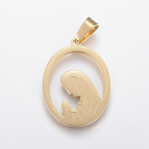 PandaHall Ion Plating(IP) 304 Stainless Steel Pendants, Oval with Virgin Mary, Golden, 27x20x1.5mm, Hole: 4x7.5mm 304 Stainless Steel Oval
PandaHall Ion Plating(IP) 304 Stainless Steel Pendants, Oval with Virgin Mary, Golden, 27x20x1.5mm, Hole: 4x7.5mm 304 Stainless Steel Oval
