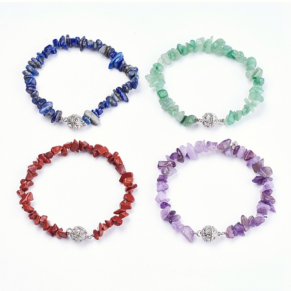 PandaHall Natural Gemstone Beads Bracelets, with Brass Magnetic Clasp and Rhinestone, Nuggets, 8-1/8 inch(20.5cm) Mixed Stone
PandaHall Natural Gemstone Beads Bracelets, with Brass Magnetic Clasp and Rhinestone, Nuggets, 8-1/8 inch(20.5cm) Mixed Stone