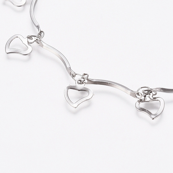 PandaHall 304 Stainless Steel Love Heart Charm Bracelets, Bar Link Chain Bracelets, with Lobster Claw Clasps, Stainless Steel Color, 7-5/8...
PandaHall 304 Stainless Steel Love Heart Charm Bracelets, Bar Link Chain Bracelets, with Lobster Claw Clasps, Stainless Steel Color, 7-5/8...