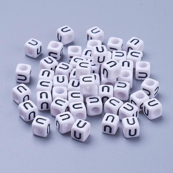 PandaHall Letter U White Letter Acrylic Cube Beads, Horizontal Hole, Size: about 6mm wide, 6mm long, 6mm high, hole: 3.2mm, about 300pcs/50g...
PandaHall Letter U White Letter Acrylic Cube Beads, Horizontal Hole, Size: about 6mm wide, 6mm long, 6mm high, hole: 3.2mm, about 300pcs/50g...