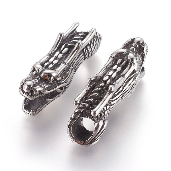 PandaHall 304 Stainless Steel Tube Beads, Dragon Head, Antique Silver, 38x11x14mm, Hole: 7mm 304 Stainless Steel Dragon
PandaHall 304 Stainless Steel Tube Beads, Dragon Head, Antique Silver, 38x11x14mm, Hole: 7mm 304 Stainless Steel Dragon