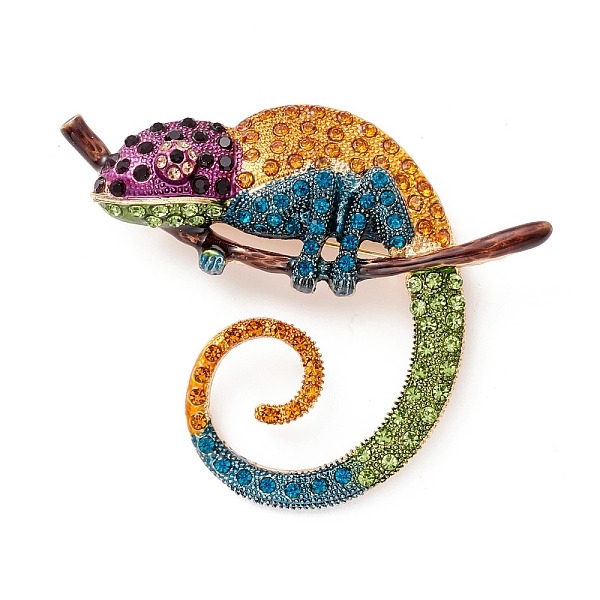PandaHall Alloy Enamel Brooches, with Rhinestone, Chameleon, Light Gold, Sandy Brown, 58x71x13mm, Hole: 6.8x6mm, Pin: 0.7mm Alloy
PandaHall Alloy Enamel Brooches, with Rhinestone, Chameleon, Light Gold, Sandy Brown, 58x71x13mm, Hole: 6.8x6mm, Pin: 0.7mm Alloy
