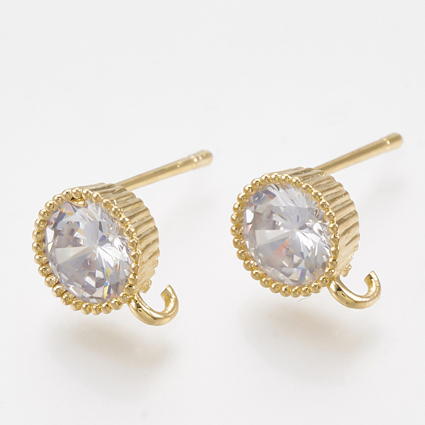 PandaHall Brass Cubic Zirconia Stud Earring Findings, with Loop, Flat Round, Clear, Real 18K Gold Plated, 9.5x7mm, Hole: 1.4mm, Pin: 0.9mm...
PandaHall Brass Cubic Zirconia Stud Earring Findings, with Loop, Flat Round, Clear, Real 18K Gold Plated, 9.5x7mm, Hole: 1.4mm, Pin: 0.9mm...