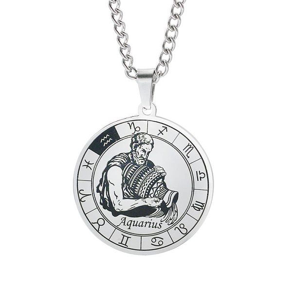 PandaHall Unisex 201 Stainless Steel Constellation Pendant Necklaces, with Curb Chains, Laser Engraved Pattern, Flat Round, Aquarius, 13.19...
PandaHall Unisex 201 Stainless Steel Constellation Pendant Necklaces, with Curb Chains, Laser Engraved Pattern, Flat Round, Aquarius, 13.19...