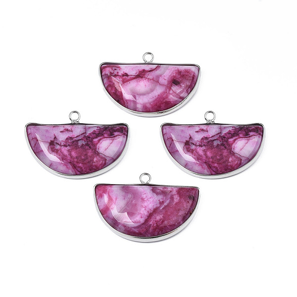 PandaHall Natural Agate Pendants, with Brass Settings, Dyed, Half Round, Medium Violet Red, 25~26x37x7mm, Hole: 2mm Natural Agate Half Round
PandaHall Natural Agate Pendants, with Brass Settings, Dyed, Half Round, Medium Violet Red, 25~26x37x7mm, Hole: 2mm Natural Agate Half Round