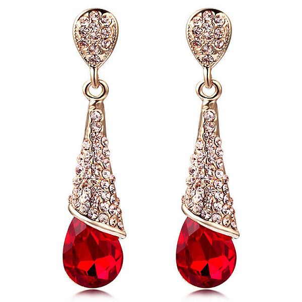 PandaHall Real 18K Gold Plated Brass Rhinestone Teardrop Stud Earrings, Light Siam, 46x10mm Rhinestone Red
PandaHall Real 18K Gold Plated Brass Rhinestone Teardrop Stud Earrings, Light Siam, 46x10mm Rhinestone Red