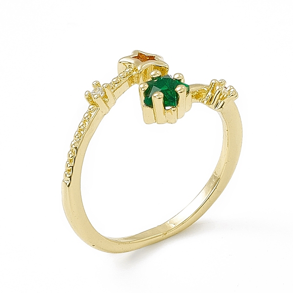 PandaHall Colorful Cubic Zirconia Double Star Open Cuff Ring, Rack Plating Brass Jewelry for Women, Cadmium Free & Lead Free, Real 18K Gold...
PandaHall Colorful Cubic Zirconia Double Star Open Cuff Ring, Rack Plating Brass Jewelry for Women, Cadmium Free & Lead Free, Real 18K Gold...