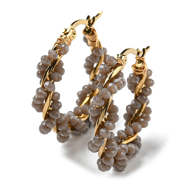PandaHall Glass Beaded Twisted Hoop Earrings, Golden 304 Stainless Steel Wire Wrap Jewelry, Light Grey, 29.5x30x5.5mm, Pin: 0.7x1mm Glass...
PandaHall Glass Beaded Twisted Hoop Earrings, Golden 304 Stainless Steel Wire Wrap Jewelry, Light Grey, 29.5x30x5.5mm, Pin: 0.7x1mm Glass...