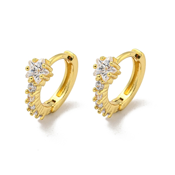 PandaHall Brass Micro Pave Cubic Zirconia Hoop Earring, Real 18K Gold Plated, Star, 14.5x5mm Brass Star
PandaHall Brass Micro Pave Cubic Zirconia Hoop Earring, Real 18K Gold Plated, Star, 14.5x5mm Brass Star