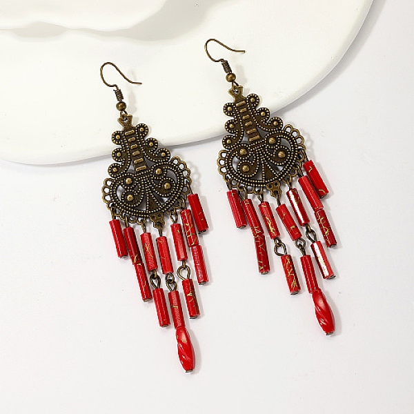 PandaHall Antique Bronze Iron Chandelier Earrings, Synthetic Gemstone Beaded Tassel Earrings, FireBrick, 100mm Iron Red
PandaHall Antique Bronze Iron Chandelier Earrings, Synthetic Gemstone Beaded Tassel Earrings, FireBrick, 100mm Iron Red