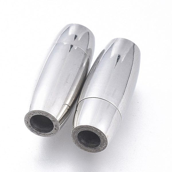 PandaHall 304 Stainless Steel Magnetic Clasps with Glue-in Ends, Oval, Stainless Steel Color, 16.5x6.5x6.5mm, Hole: 3mm Stainless Steel Oval
PandaHall 304 Stainless Steel Magnetic Clasps with Glue-in Ends, Oval, Stainless Steel Color, 16.5x6.5x6.5mm, Hole: 3mm Stainless Steel Oval
