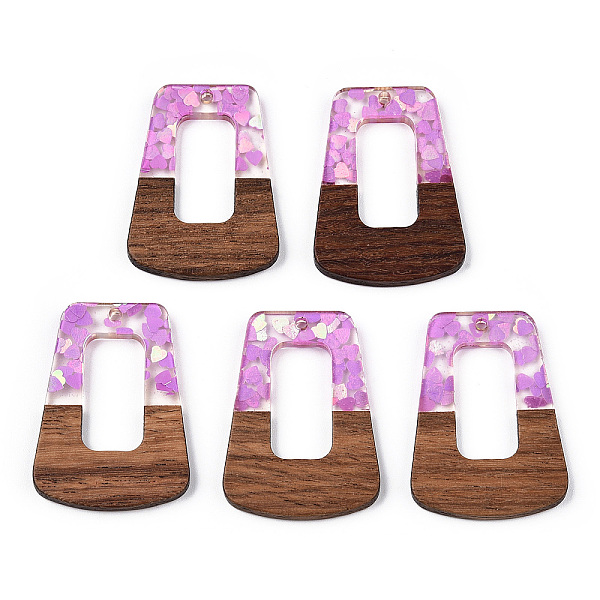 PandaHall Transparent Resin & Walnut Wood Pendants, Trapezoid Charms with Heart Paillettes, Violet, 38x27x3mm, Hole: 2mm Resin+Wood..., Purple
PandaHall Transparent Resin & Walnut Wood Pendants, Trapezoid Charms with Heart Paillettes, Violet, 38x27x3mm, Hole: 2mm Resin+Wood..., Purple