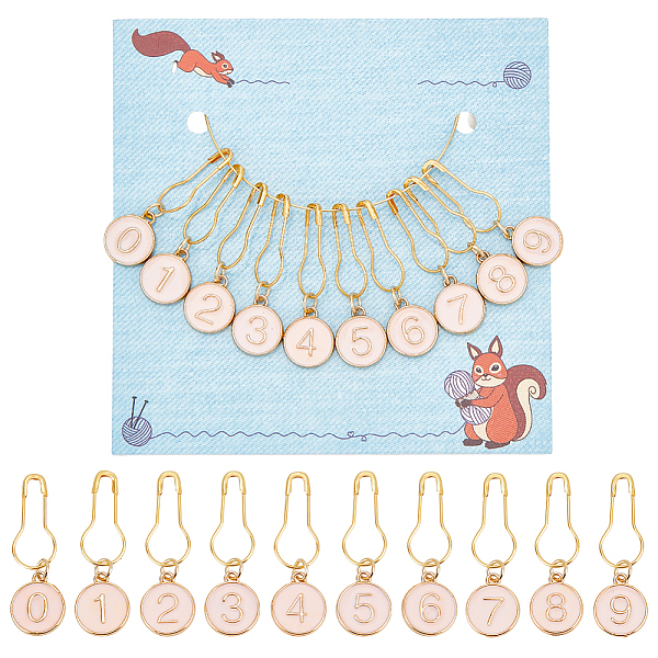 PandaHall 10Pcs 10 Style Flat Round with Number Alloy Enamel Pendant Stitch Marker, Misty Rose, 3.5cm, 1pc/style Alloy+Enamel Number
PandaHall 10Pcs 10 Style Flat Round with Number Alloy Enamel Pendant Stitch Marker, Misty Rose, 3.5cm, 1pc/style Alloy+Enamel Number