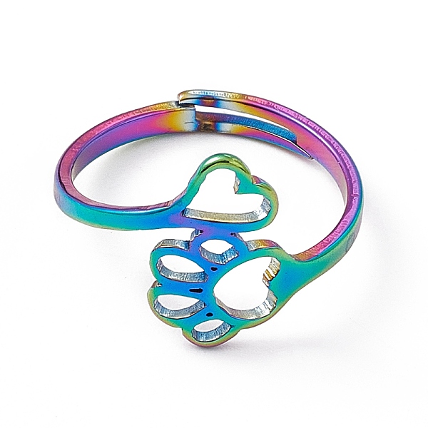 PandaHall Ion Plating(IP) 201 Stainless Steel Heart & Dog Paw Prints Adjustable Ring for Women, Rainbow Color, US Size 6 1/4(16.7mm) 201...
PandaHall Ion Plating(IP) 201 Stainless Steel Heart & Dog Paw Prints Adjustable Ring for Women, Rainbow Color, US Size 6 1/4(16.7mm) 201...