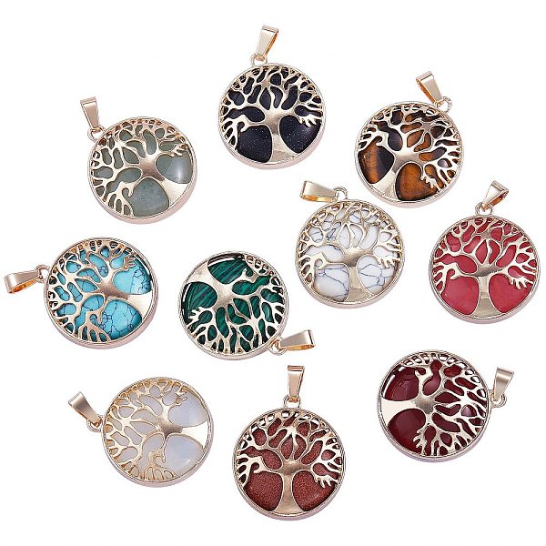 PandaHall 10Pcs 10 Style Natural & Synthetic Gemstone Pendants, with Brass Findings, Flat Round with Tree of Life Charm, Mixed Dyed and...
PandaHall 10Pcs 10 Style Natural & Synthetic Gemstone Pendants, with Brass Findings, Flat Round with Tree of Life Charm, Mixed Dyed and...