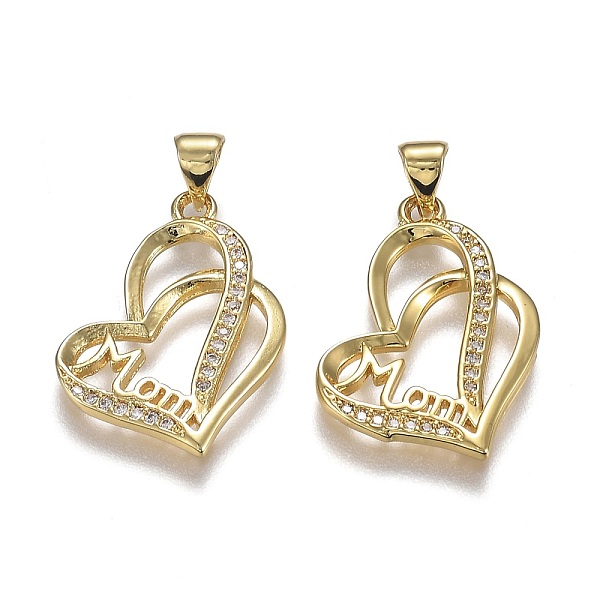PandaHall Brass Micro Pave Clear Cubic Zirconia Pendants, with Snap on Bails, for Mother's Day, Long-Lasting Plated, Heart with Word Mom...
PandaHall Brass Micro Pave Clear Cubic Zirconia Pendants, with Snap on Bails, for Mother's Day, Long-Lasting Plated, Heart with Word Mom...