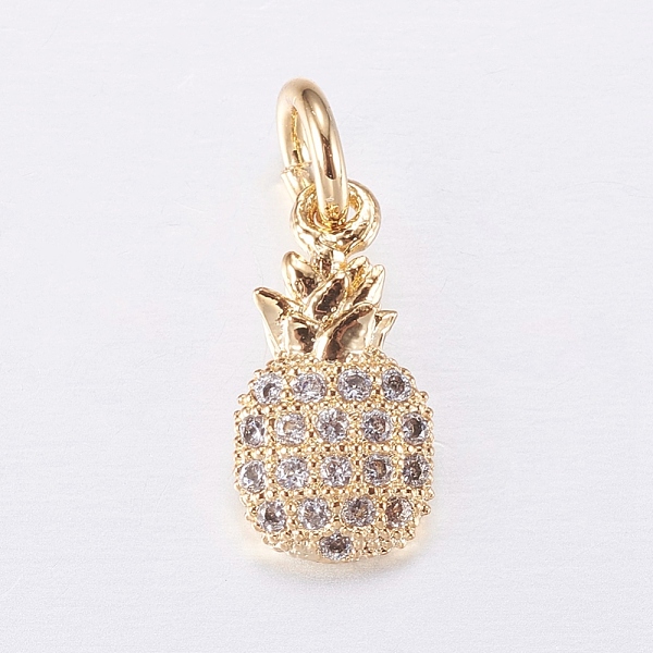PandaHall Brass Micro Pave Cubic Zirconia Charms, Pineapple, Golden, 12x6x2.5mm, Hole: 3mm Brass+Cubic Zirconia Fruit
PandaHall Brass Micro Pave Cubic Zirconia Charms, Pineapple, Golden, 12x6x2.5mm, Hole: 3mm Brass+Cubic Zirconia Fruit