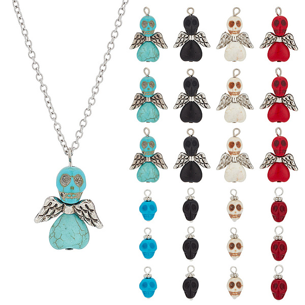 PandaHall Olycraft 80Pcs 8 Styles Halloween Dyed Synthetic Turquoise Pendants, Skull & Skull Angel Charms, with CCB Plastic Wings and..., Multicolor
PandaHall Olycraft 80Pcs 8 Styles Halloween Dyed Synthetic Turquoise Pendants, Skull & Skull Angel Charms, with CCB Plastic Wings and..., Multicolor