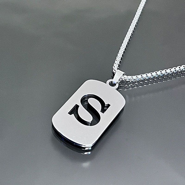 PandaHall Titanium Steel Box Chain Necklaces, Rectangle with Letter Pendant Necklaces Stainless Steel Letter S
PandaHall Titanium Steel Box Chain Necklaces, Rectangle with Letter Pendant Necklaces Stainless Steel Letter S