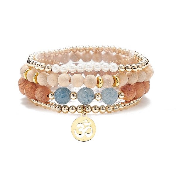 PandaHall 4Pcs 4 Style Natural Wood & Quartz(Dyed) & Shell Pearl Stretch Bracelets, 304 Stainless Steel Yoga Symbol Charm Stackable...
PandaHall 4Pcs 4 Style Natural Wood & Quartz(Dyed) & Shell Pearl Stretch Bracelets, 304 Stainless Steel Yoga Symbol Charm Stackable...