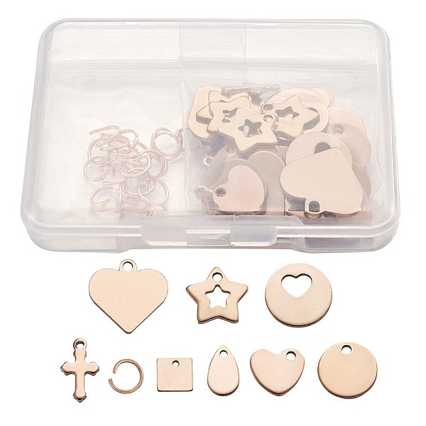 PandaHall 304 Stainless Steel Stamping Blank Tag Charms Sets, Star & Square & Heart & Flat Round& Drop& Cross, Rose Gold...
PandaHall 304 Stainless Steel Stamping Blank Tag Charms Sets, Star & Square & Heart & Flat Round& Drop& Cross, Rose Gold...
