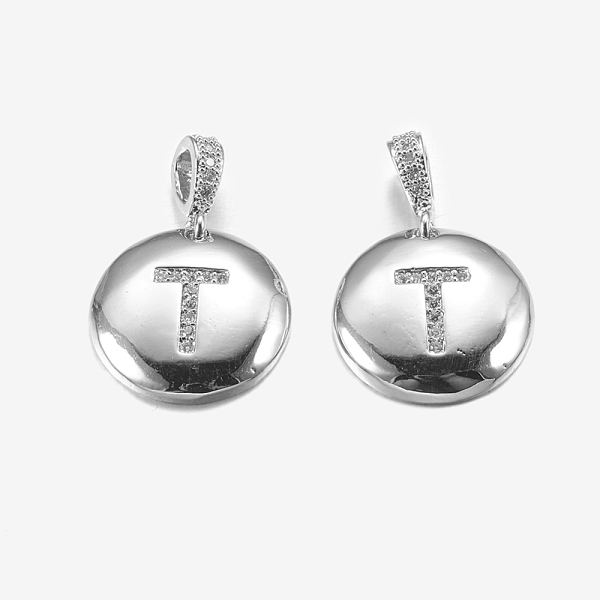 PandaHall Brass Pendants, with Cubic Zirconia, Cadmium Free & Lead Free, Flat Round with Letter, Platinum, Letter.T, 22mm, Hole: 2x3mm...
PandaHall Brass Pendants, with Cubic Zirconia, Cadmium Free & Lead Free, Flat Round with Letter, Platinum, Letter.T, 22mm, Hole: 2x3mm...