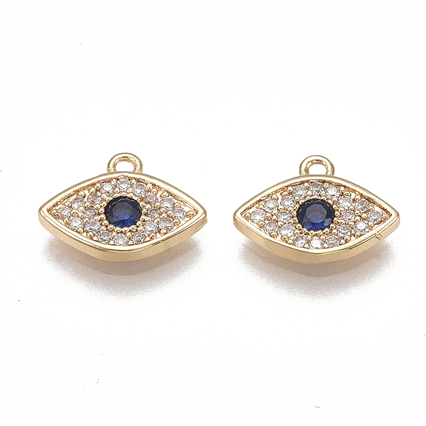 PandaHall Brass Micro Pave Cubic Zirconia Charms, Nickel Free, Real 18K Gold Plated, Eye, Clear & Blue, 8x11x1.5mm, Hole: 1mm Brass+Cubic...
PandaHall Brass Micro Pave Cubic Zirconia Charms, Nickel Free, Real 18K Gold Plated, Eye, Clear & Blue, 8x11x1.5mm, Hole: 1mm Brass+Cubic...