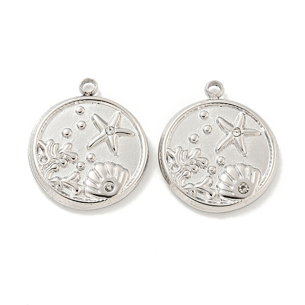 PandaHall 304 Stainless Steel Pendants, with Crystal Rhinestone, Flat Round with Shell & Starfish Charms, Stainless Steel Color, 17x14.5x2mm..., Clear
PandaHall 304 Stainless Steel Pendants, with Crystal Rhinestone, Flat Round with Shell & Starfish Charms, Stainless Steel Color, 17x14.5x2mm..., Clear