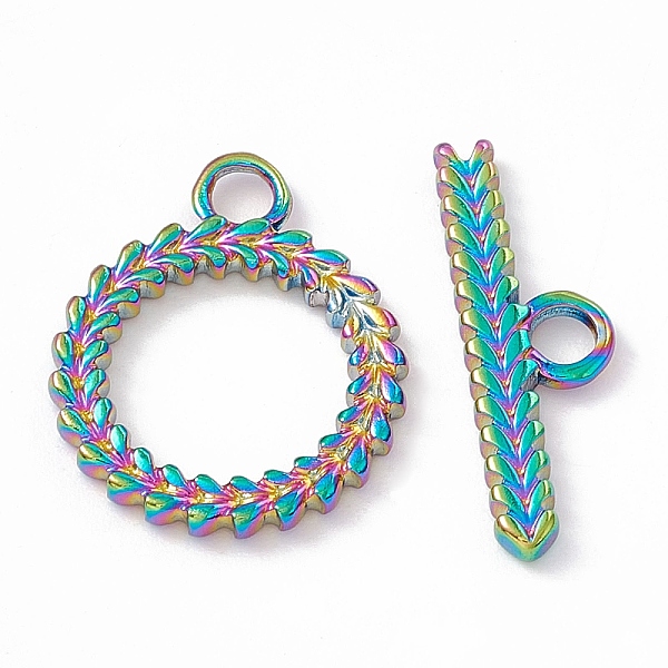 PandaHall Ion Plating(IP) 304 Stainless Steel Toggle Clasps, Ring, Rainbow Color, Ring: 18x15x1.5mm, Hole: 2.5mm, 9.5mm inner diameter, Bar...
PandaHall Ion Plating(IP) 304 Stainless Steel Toggle Clasps, Ring, Rainbow Color, Ring: 18x15x1.5mm, Hole: 2.5mm, 9.5mm inner diameter, Bar...