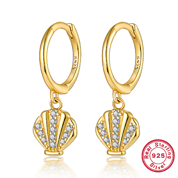 PandaHall 925 Sterling Silver Micro Pave Cubic Zirconia Dangle Hoop Earrings, Shell Shape, with S925 Stamp, Real 18K Gold Plated, 21mm..., Clear
PandaHall 925 Sterling Silver Micro Pave Cubic Zirconia Dangle Hoop Earrings, Shell Shape, with S925 Stamp, Real 18K Gold Plated, 21mm..., Clear